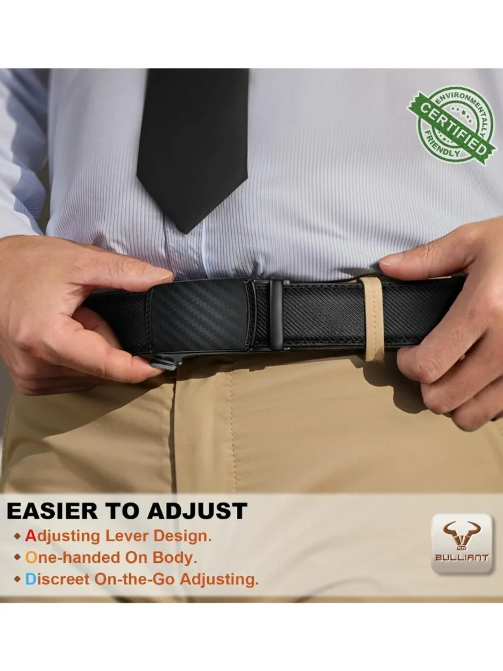 Men's Trimmable Ratchet Leather Belt | Adjustable Fit | Versatile Dress & Casual